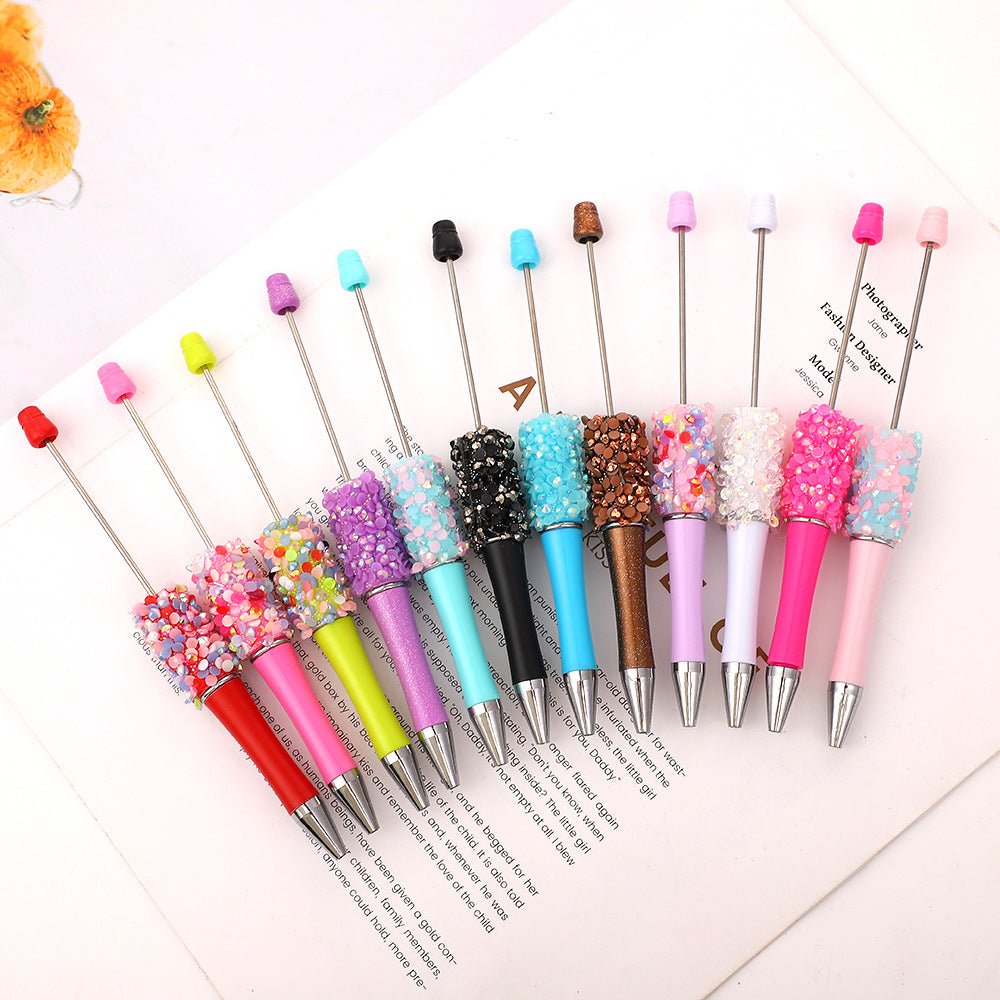 New DIY petal sequined bead pen, Macaron multi-color bead-piercing ballpoint pen cross-border sprouting pen manufacturers wholesale