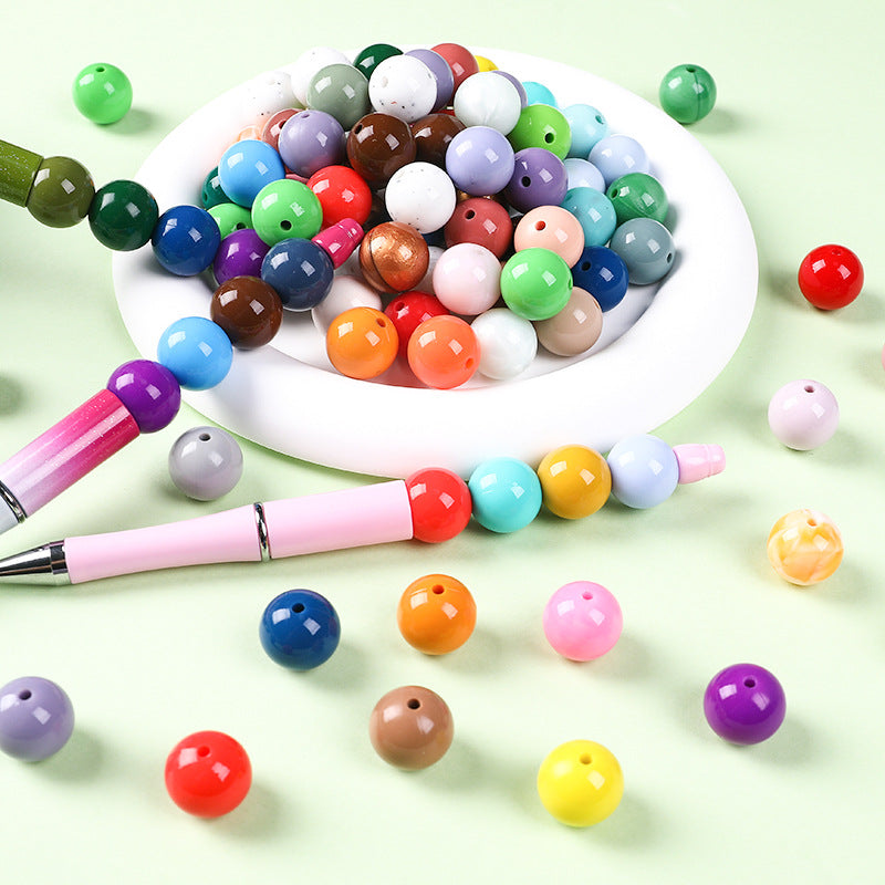 15mm Spot Glossy Silicone Beads Round Loose Beads DIY Jewelry Smooth Oil Injection Silicone Beads Mixed Color Beads