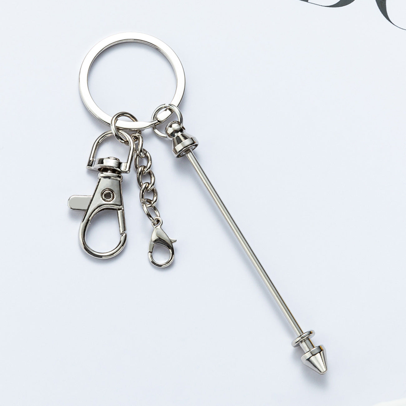 New DIY metal beaded keychain conical bullet pole key chain, luggage pendant pendant keychain