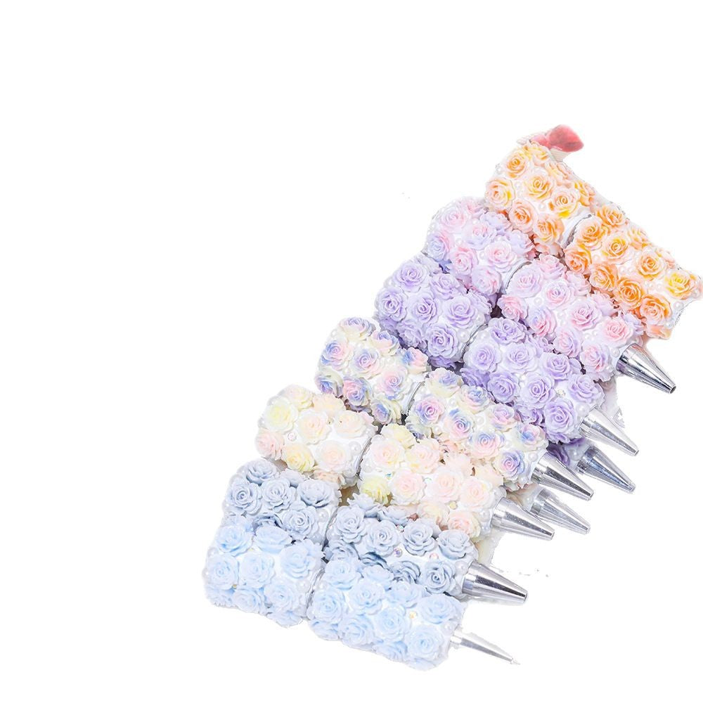 New heavy industry color flower luminous bead pen heavy industry DIY handmade beaded pen holder accessories
