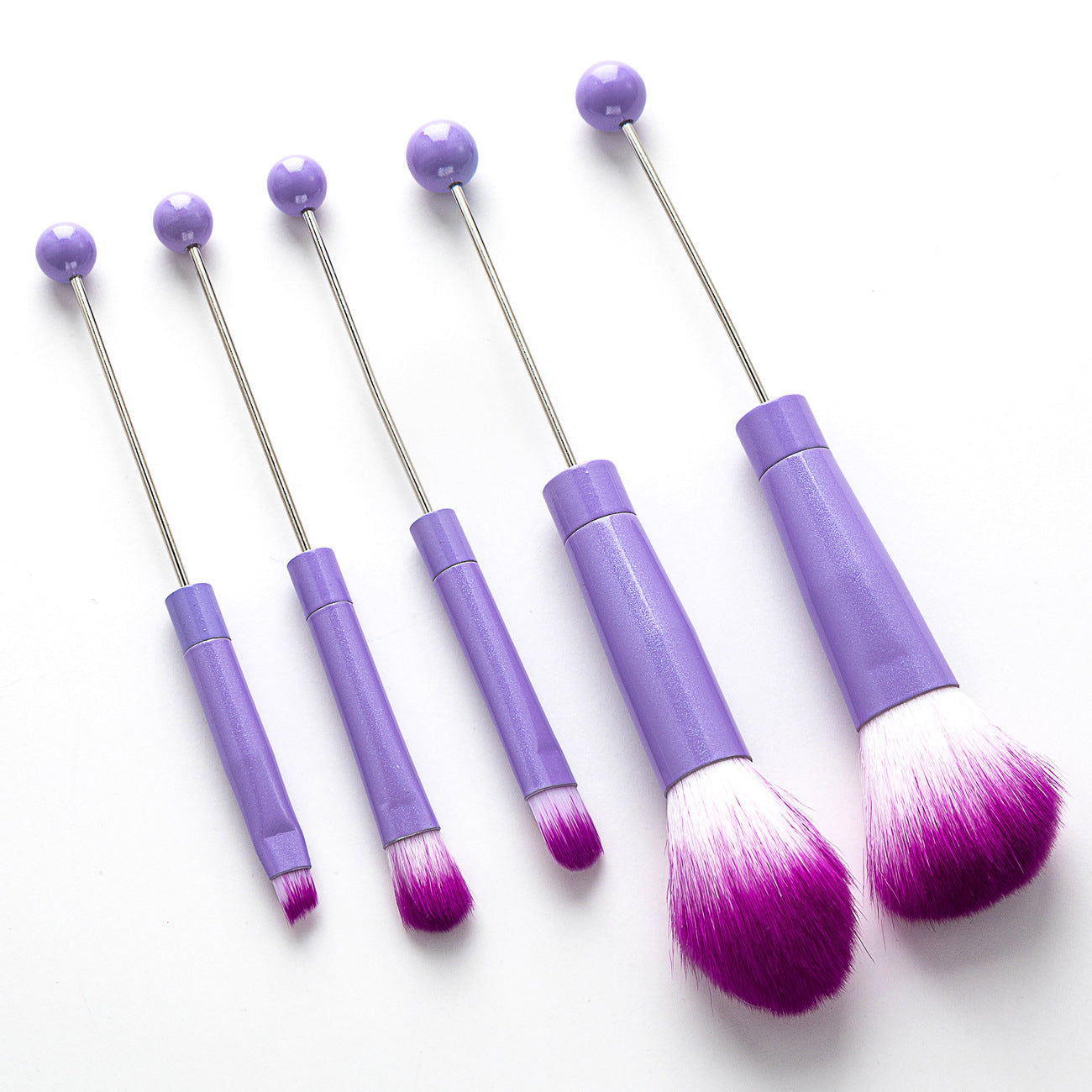 DIY metal handle string beads makeup brush set, concealer brush, eyeshadow brush, eyebrow brush, makeup, makeup tools wholesale