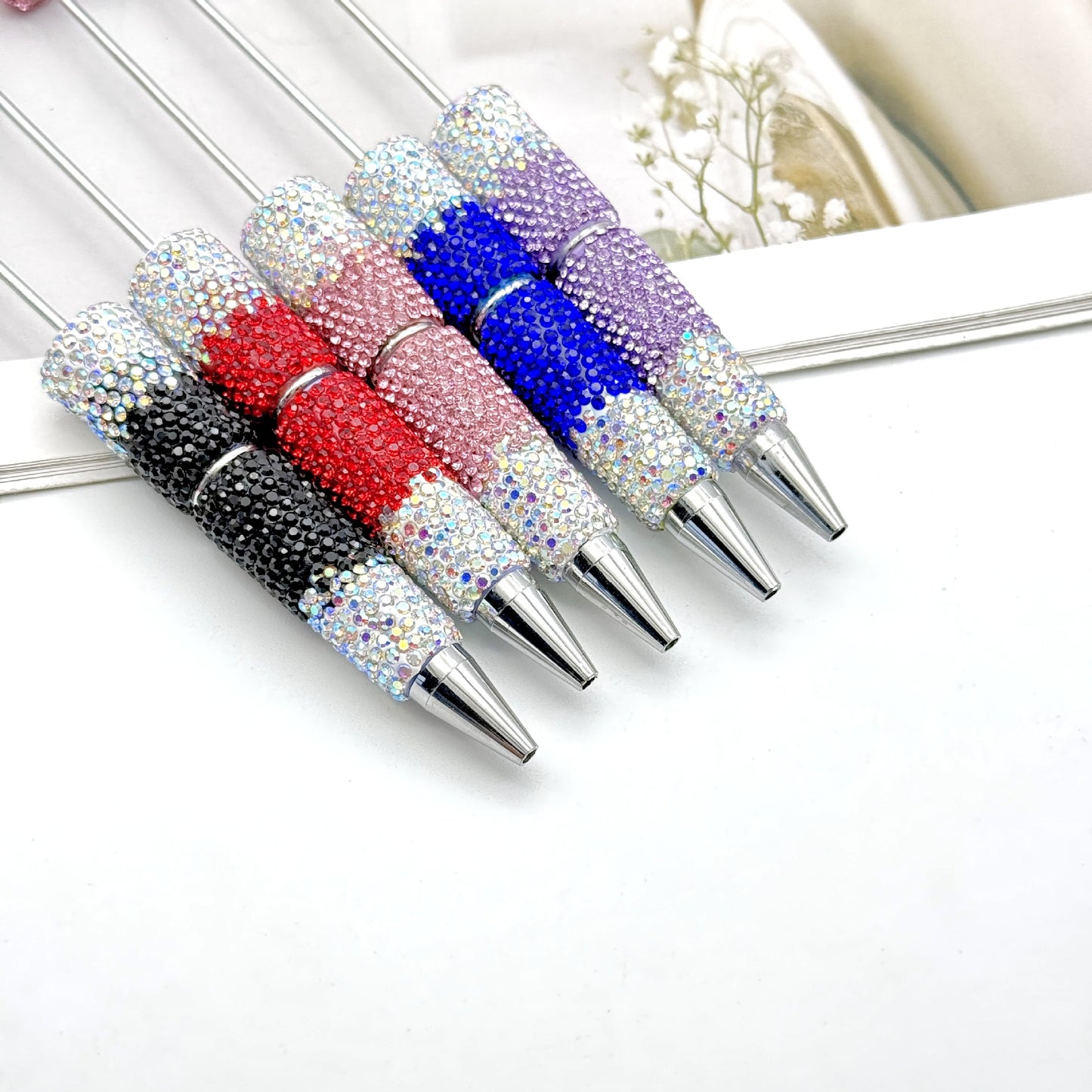 DIY's new gradual change full diamond pen, pure handmade diamond beaded pen cute creative gradual change rhinestone beaded ballpoint pen