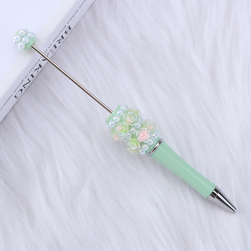 DIY new heavy industry bead pen, flower pearl bead pen, handmade patch pen cap with drill swirling gift pen