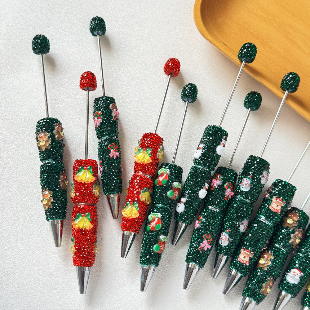 Christmas new full diamond bead pen DIY luminous full diamond pen heavy industry advanced rhinestone pen ballpoint pen manufacturer wholesale