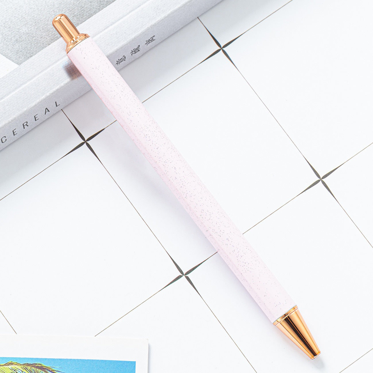 High-value metal press ballpoint pen, new creative glitter, metal stationery pen for students, spot press pen