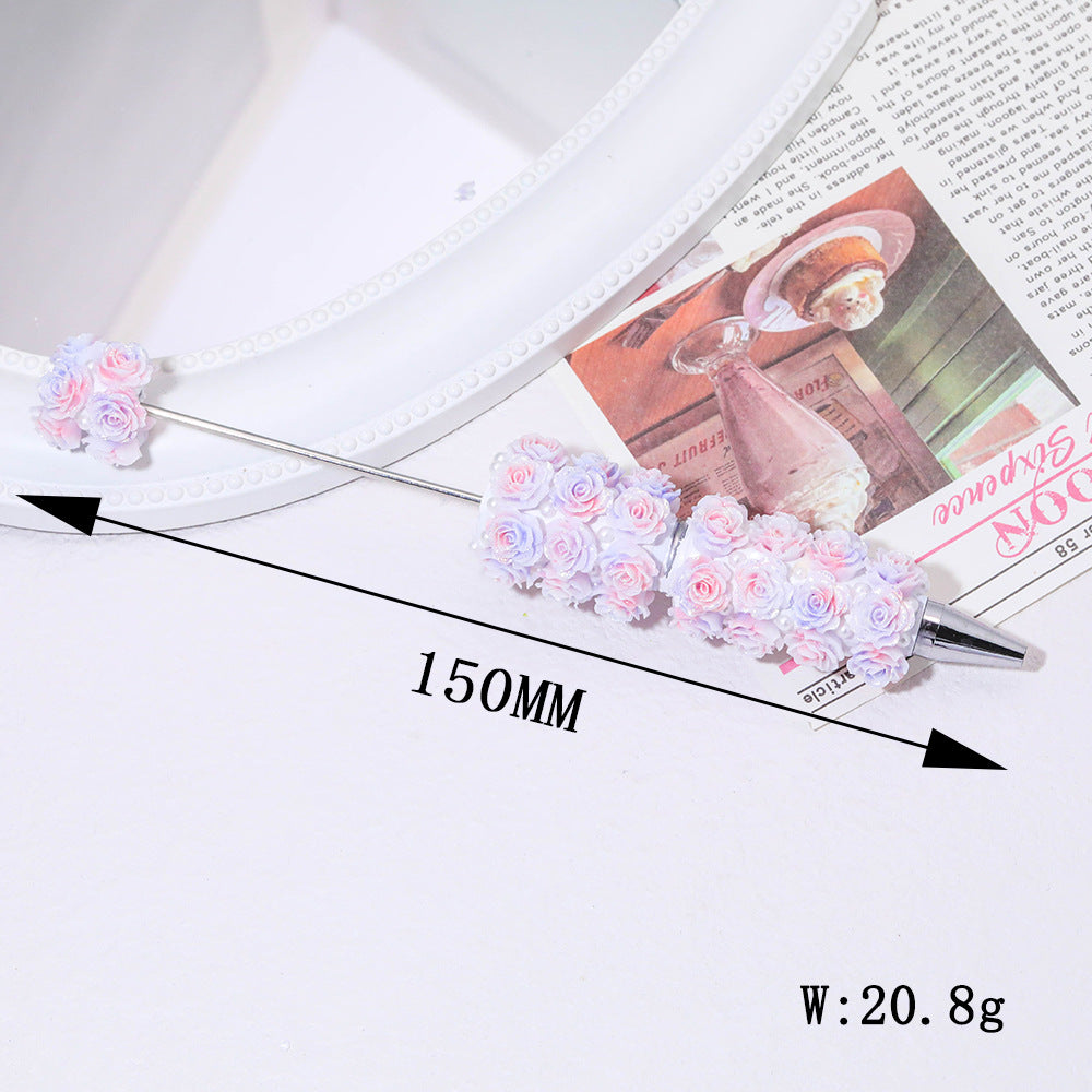 New heavy industry color flower luminous bead pen heavy industry DIY handmade beaded pen holder accessories