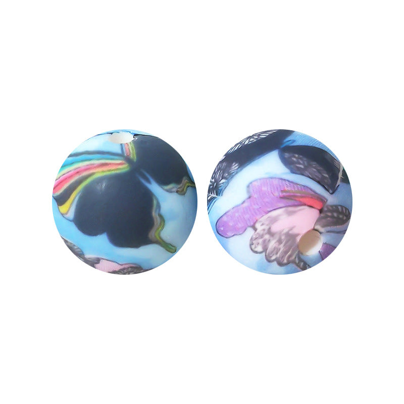 15mm Leopard Print Silicone Beads - Water Transfer Printed Daisy Round Beads for DIY Jewelry, Bead Pens, Loose Beads Wholesale #51-100