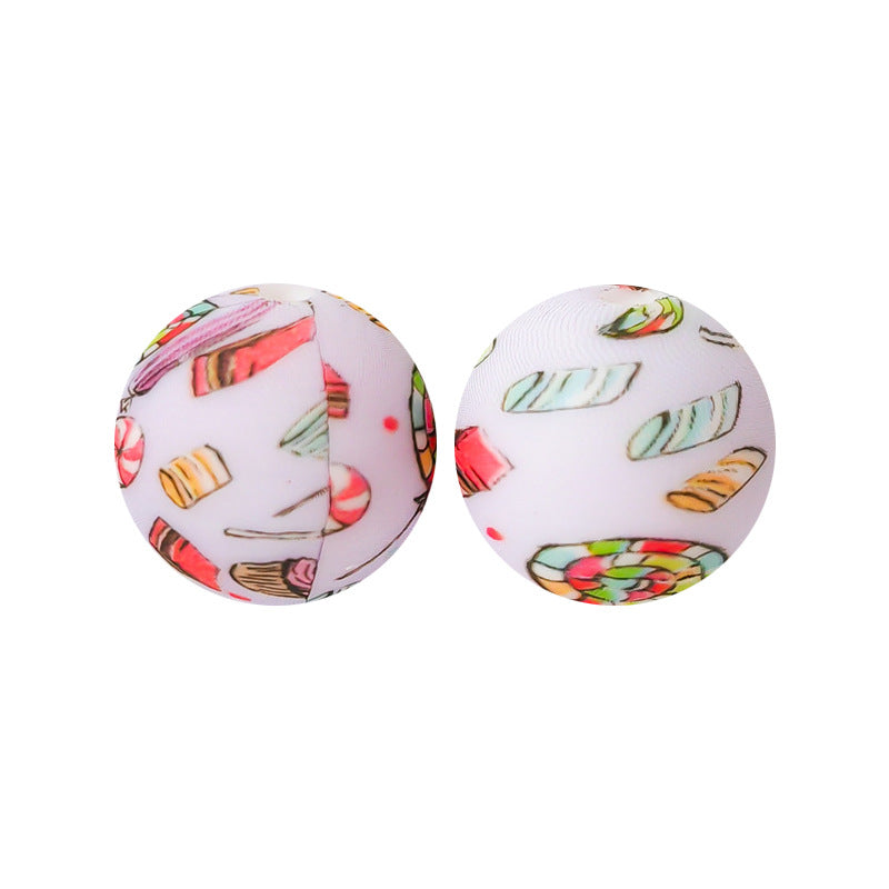 15mm Silicone Beads Water Transfer Beads DIY Jewelry Bead Pen Loose Beads Wholesale #151-200