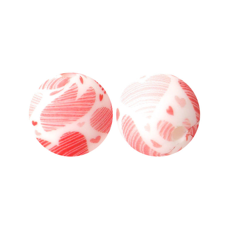 15mm Leopard Print Silicone Beads - Water Transfer Printed Daisy Round Beads for DIY Jewelry, Bead Pens, Loose Beads Wholesale #51-100