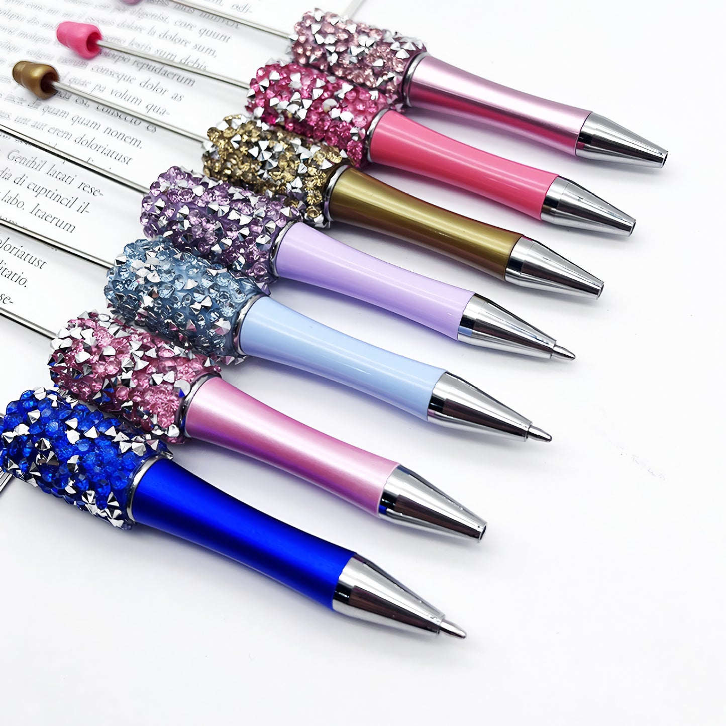 DIY random diamond bead pen cross-border hot-selling hand-worn beads diamond pen beadedpen plastic ballpoint pen