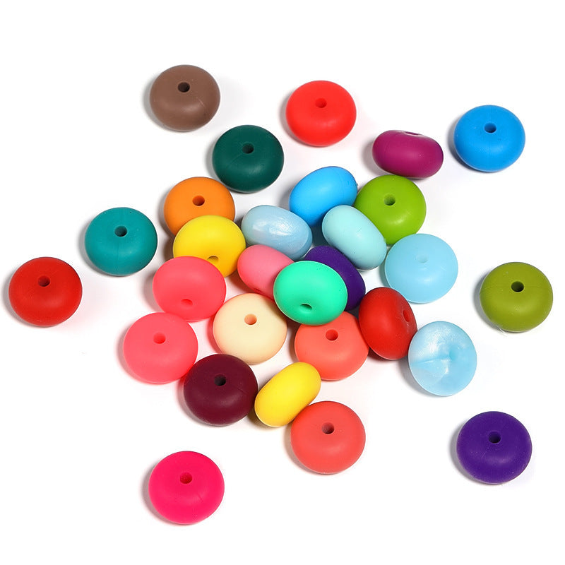 14Mm Silicone Flat Beads Candy Color Abacus Beads Wheel Beads Wholesale DIY Bracelet Necklace Jewelry Accessories Random Mix
