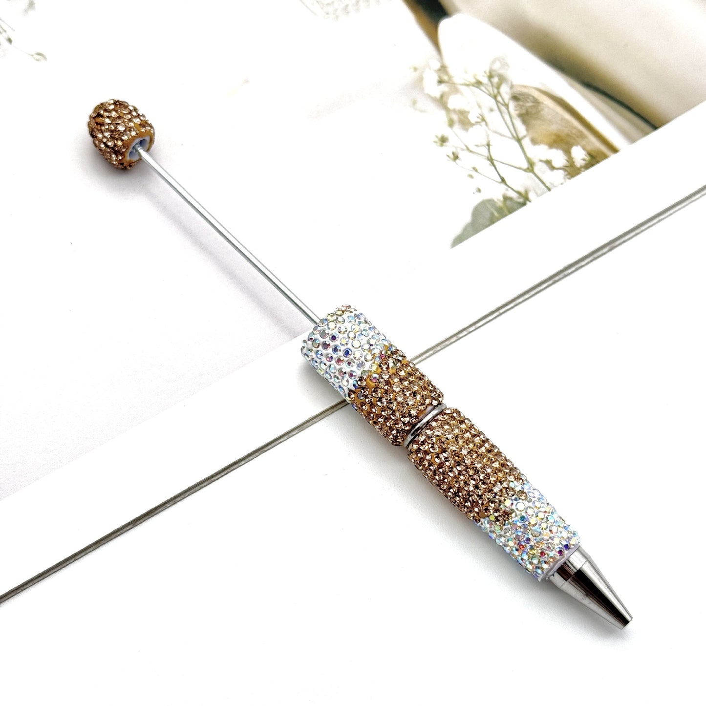 DIY's new gradual change full diamond pen, pure handmade diamond beaded pen cute creative gradual change rhinestone beaded ballpoint pen