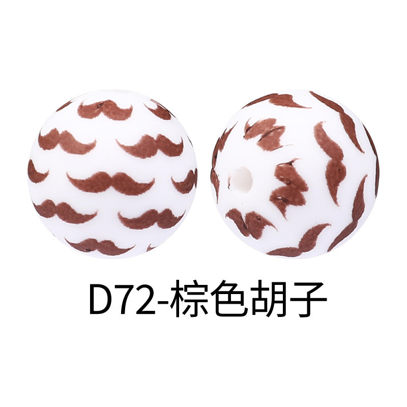 15mm new rhombus pattern silicone beads water transfer leopard print bracelet beaded jewelry silicone loose beads wholesale #51-79