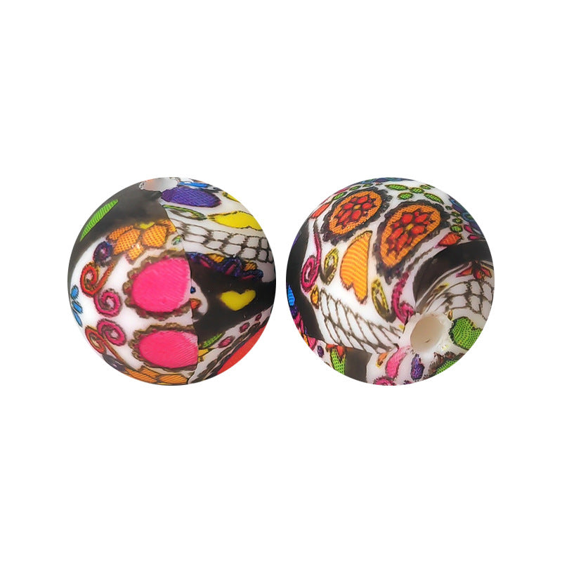 15mm Silicone Beads Water Transfer Beads DIY Jewelry Bead Pen Loose Beads Wholesale #251-285