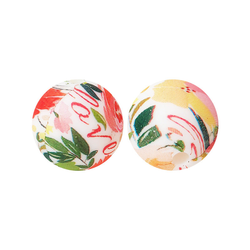 15mm Silicone Beads Water Transfer Beads DIY Jewelry Bead Pen Loose Beads Wholesale #151-200