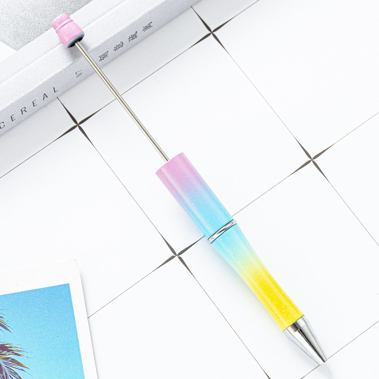 Bead pen, spot wholesale creative DIY plastic bead pen ballpoint pen printable plastic bead pen