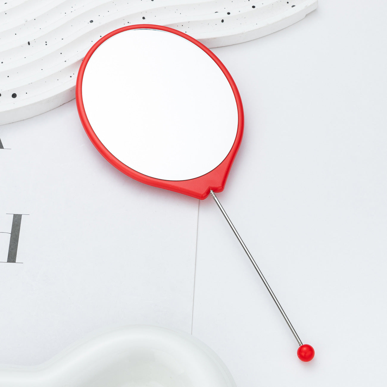 New DIY beaded oval mirror portable high definition mirror handheld mirror, carry makeup small mirror