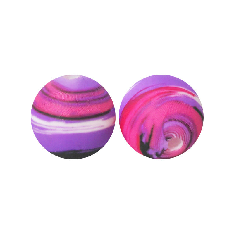 15mm Leopard Print Silicone Beads - Water Transfer Printed Daisy Round Beads for DIY Jewelry, Bead Pens, Loose Beads Wholesale #51-100