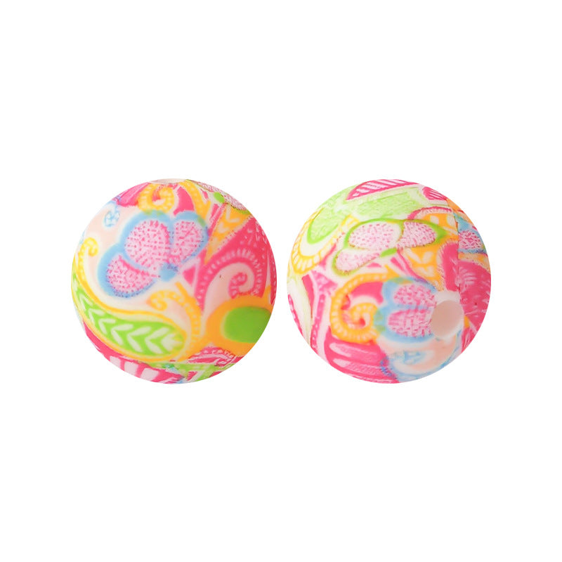 15mm Silicone Beads Water Transfer Beads DIY Jewelry Bead Pen Loose Beads Wholesale #151-200