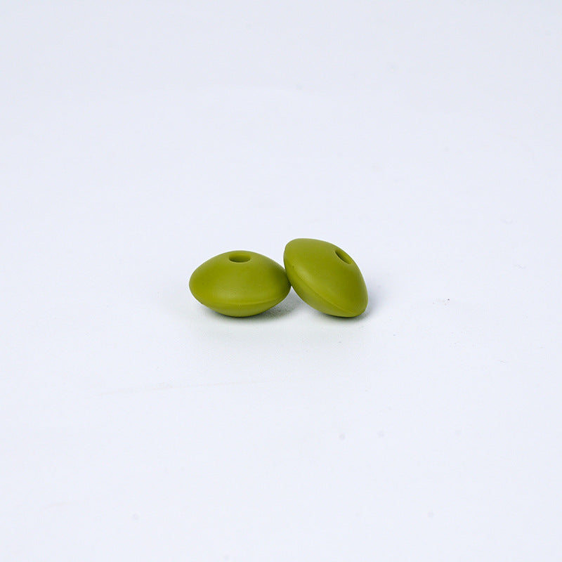 Spot Silicone Beads European and American Jewelry 12mm Small Beads DIY Necklace Beaded Oval Lentil Loose Beads Wholesale