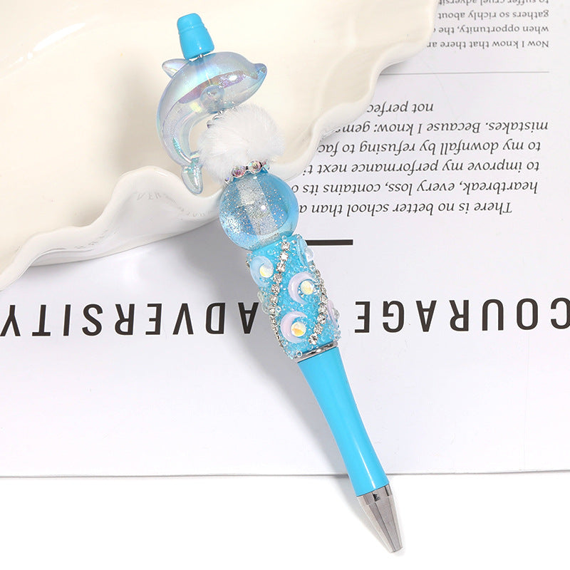 Creative new cartoon rotating bead pen heavy industry glitter high value new ins wind bead pen ballpoint pen