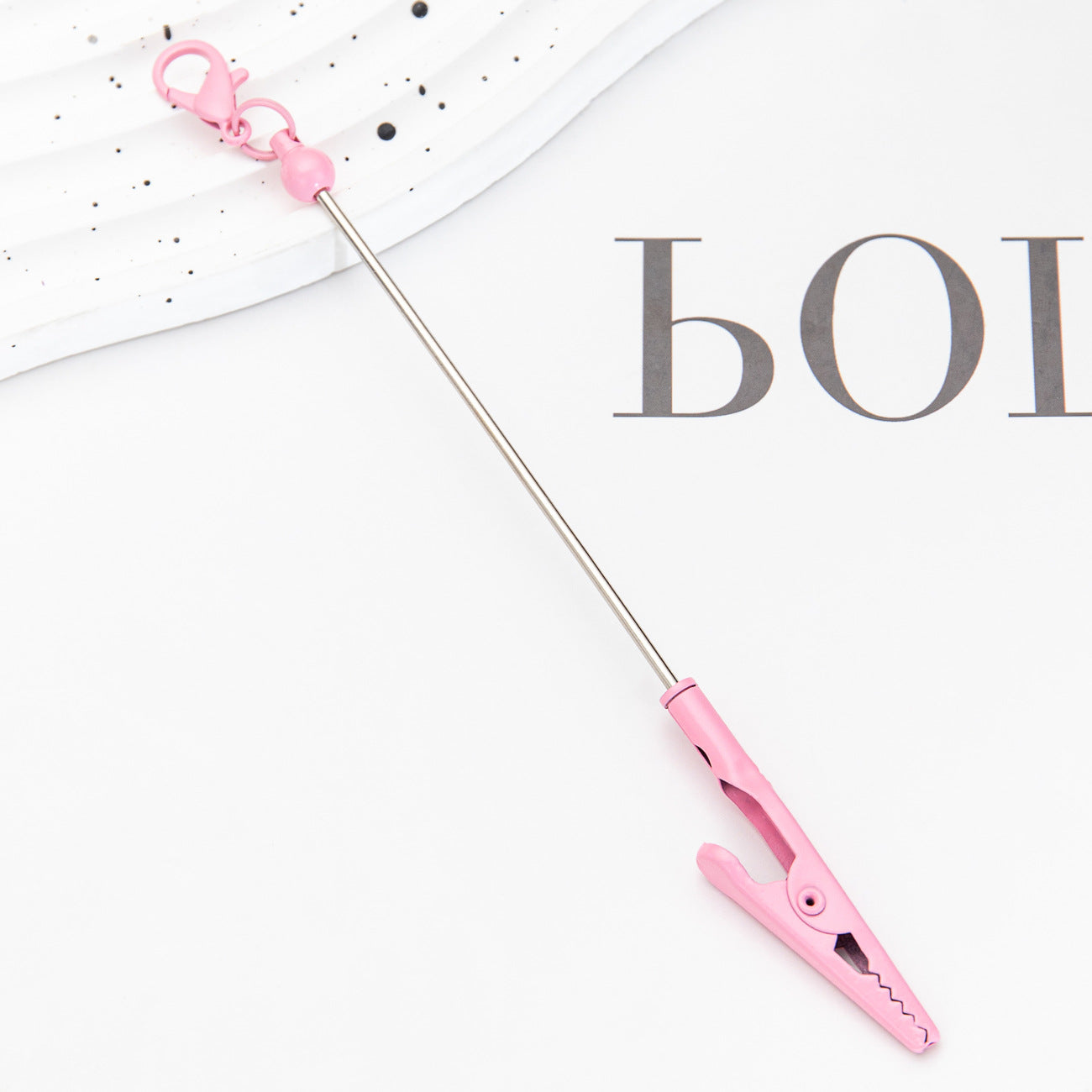 New Beaded Lobster Buckle Clip Business Card Clip Metal Toothed Crocodile Note Clip Bag Pendant Student Keychain