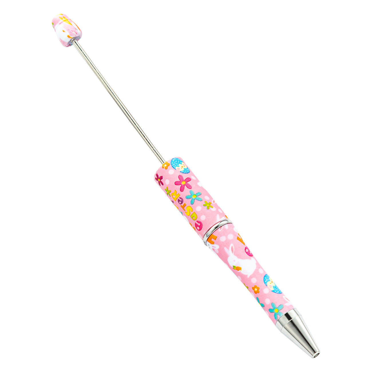 DIY plastic bead pen creative Easter rabbit ballpoint pen spot wholesale multi-color printing spinning bead pen