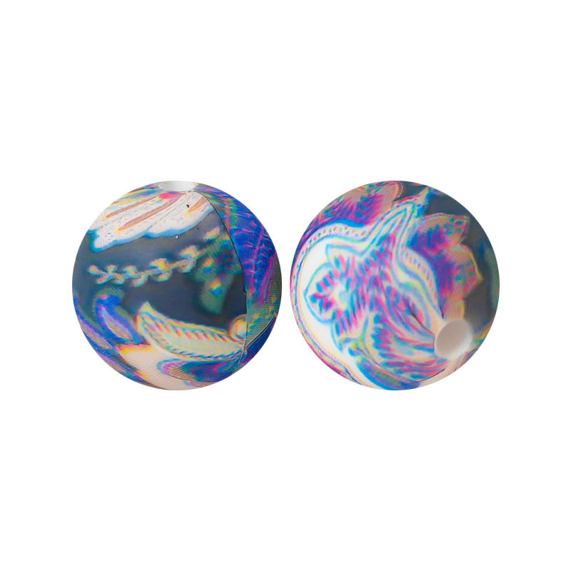 15mm Silicone Beads Water Transfer Beads DIY Jewelry Bead Pen Loose Beads Wholesale #201-250