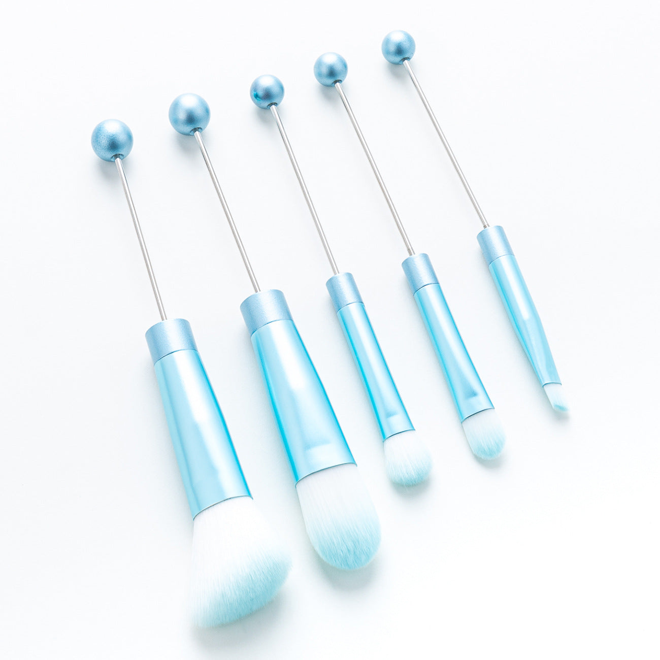 DIY metal handle string beads makeup brush set, concealer brush, eyeshadow brush, eyebrow brush, makeup, makeup tools wholesale