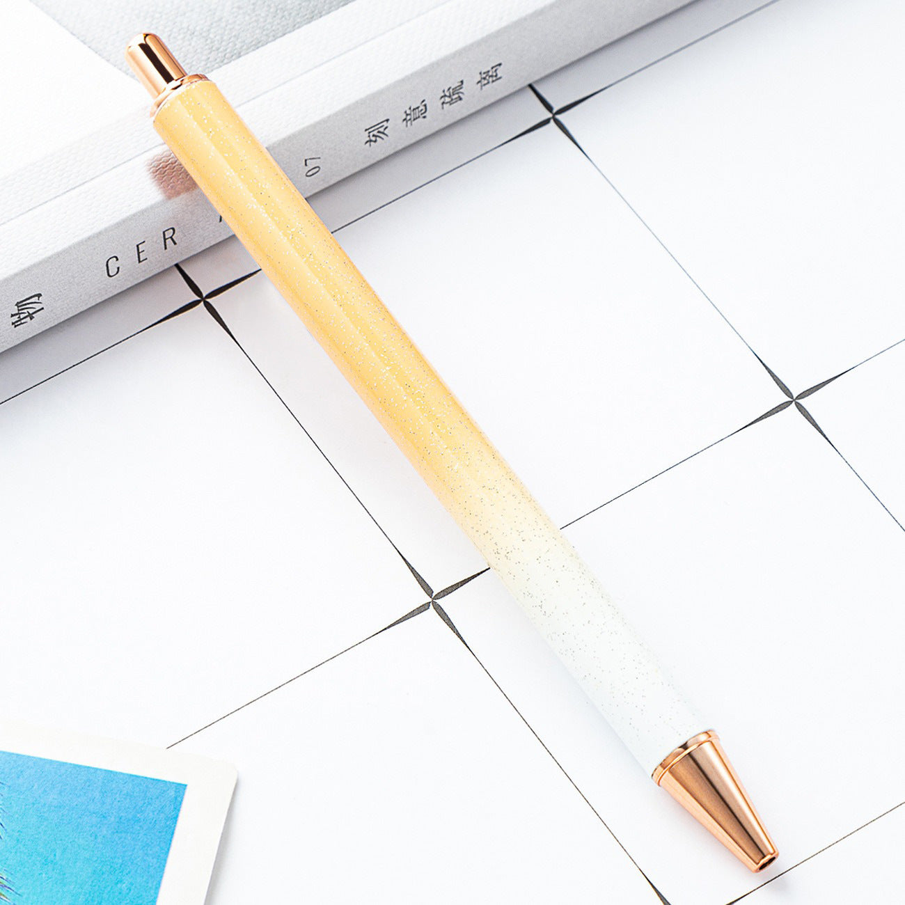 High-value metal press ballpoint pen, new creative glitter, metal stationery pen for students, spot press pen