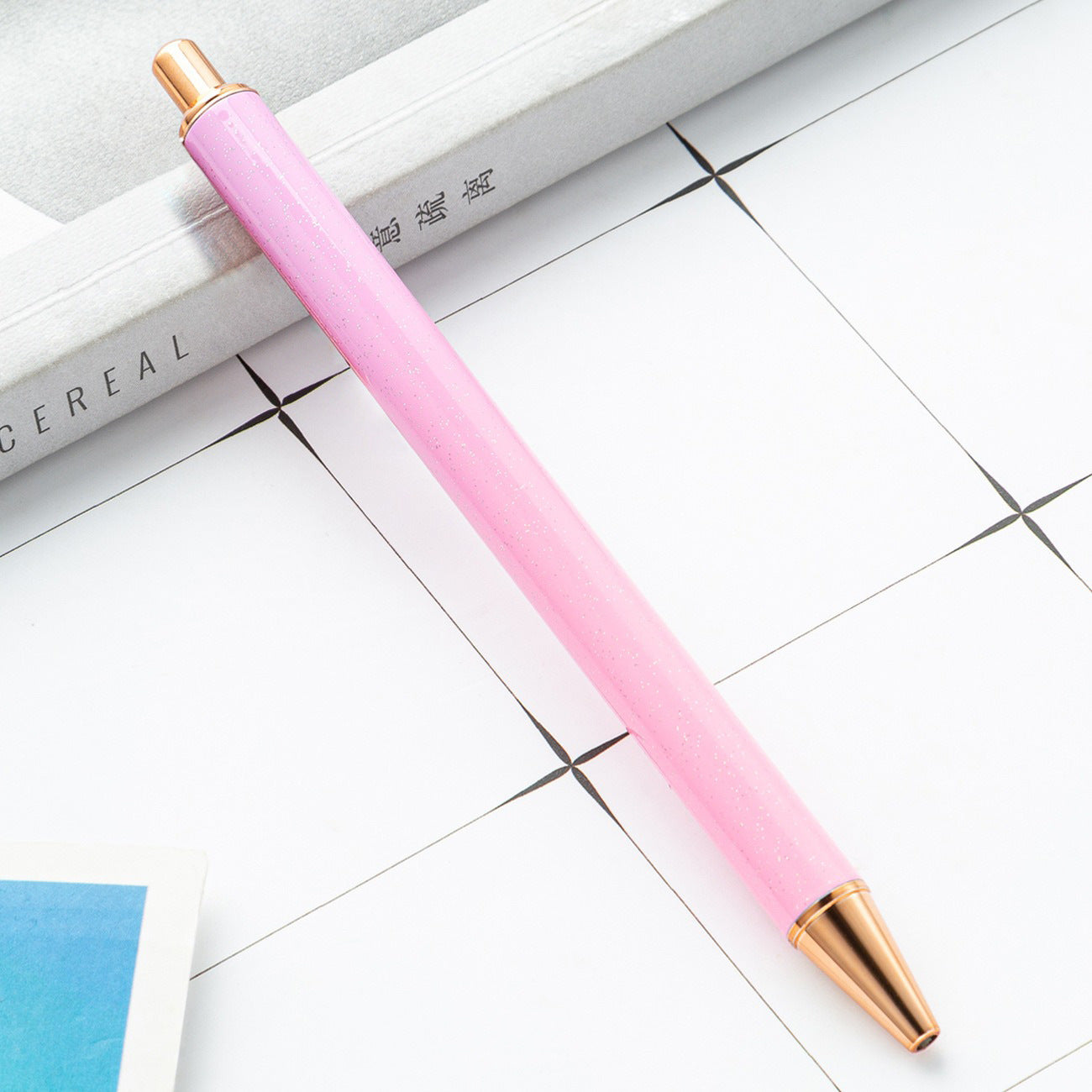 High-value metal press ballpoint pen, new creative glitter, metal stationery pen for students, spot press pen