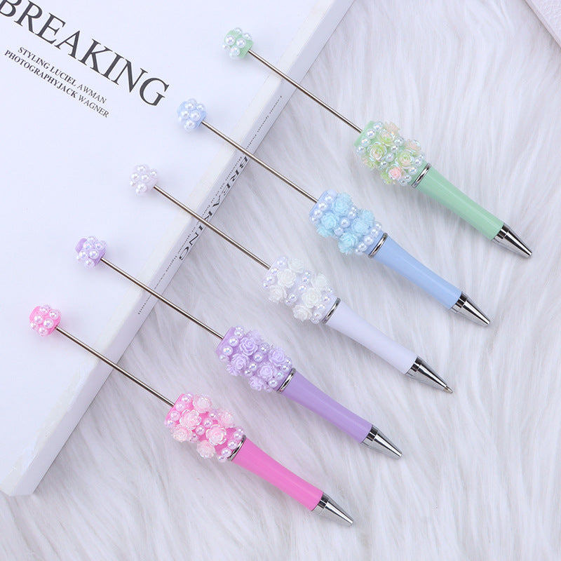 DIY new heavy industry bead pen, flower pearl bead pen, handmade patch pen cap with drill swirling gift pen