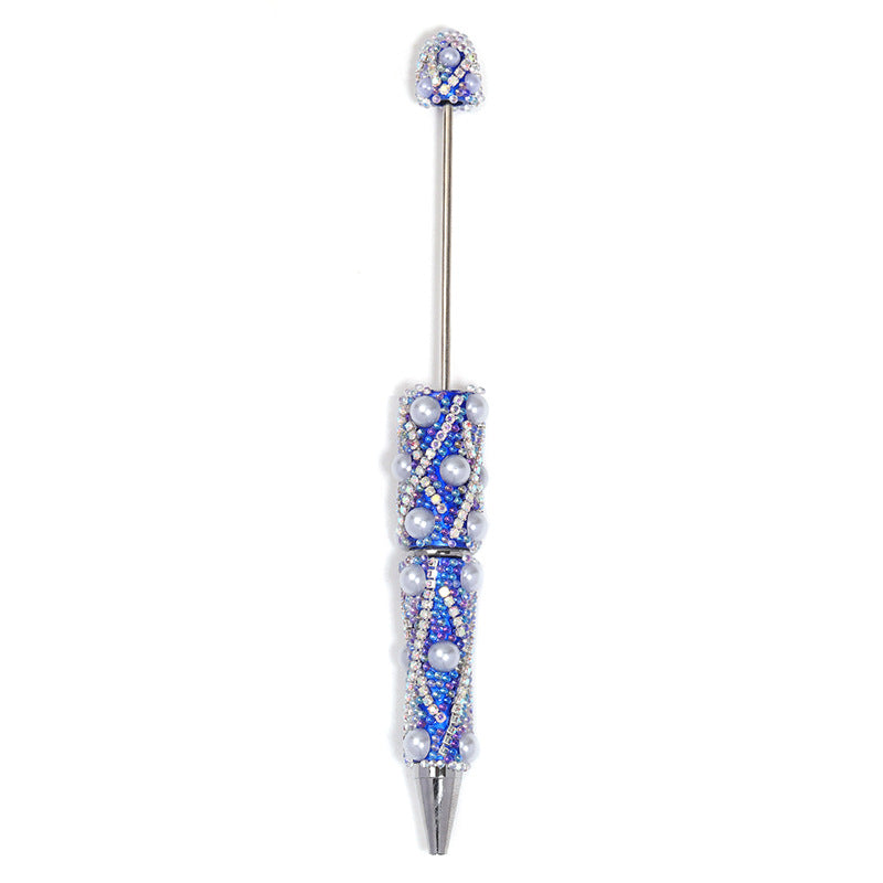 Cross-border explosion heavy industry full diamond pearl chain bead pen DIY rotating ballpoint pen mobile phone chain accessories material