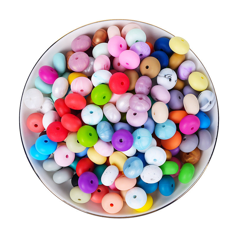 Spot 14mm Small Abacus Beads Food Grade Silicone Beads DIY Men's and Women's Jewelry Necklaces Oval Beads Wholesale