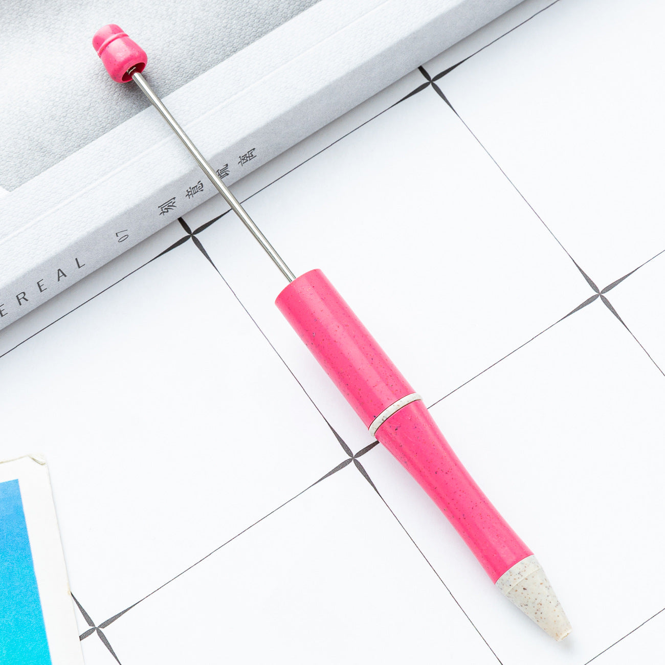New wheat straw bead pen DIY bead pen creative multi-color bead pen writing cute pen spot wholesale