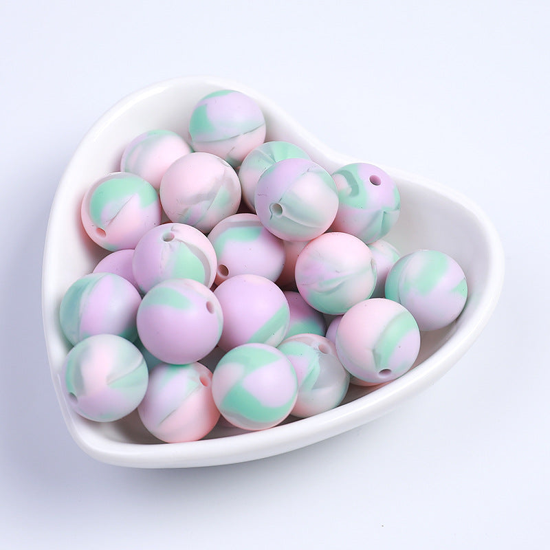 15mm Sweet Candy Color Silicone Beads Handmade Beaded Necklace Bracelet Accessories Food Grade Mixed Color Silicone Loose Beads Wholesale