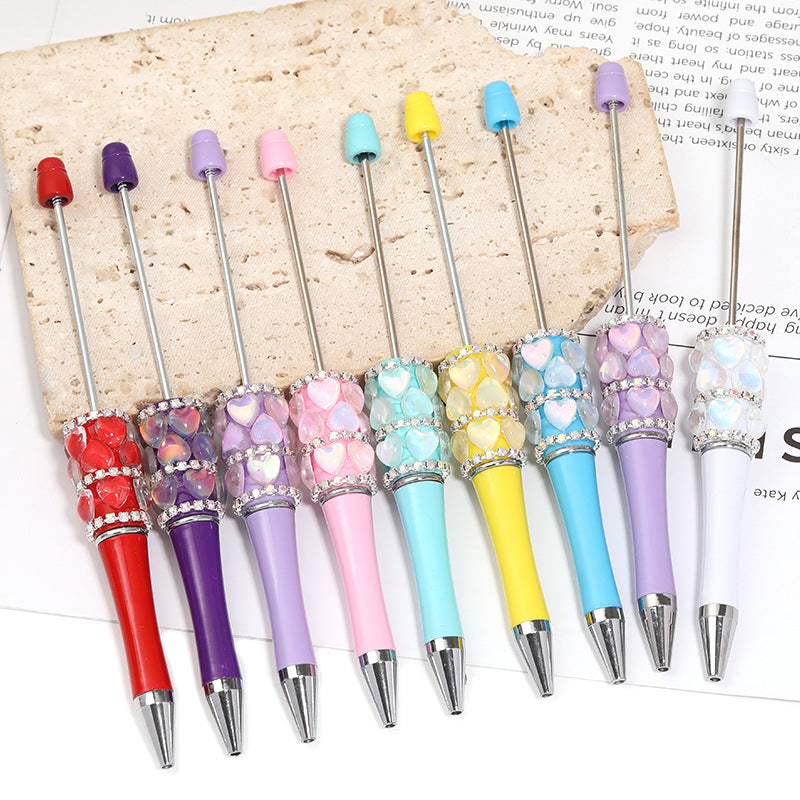 Cross-border new love bead pen cartoon creative DIY ballpoint pen neutral pen handmade full diamond bead pen