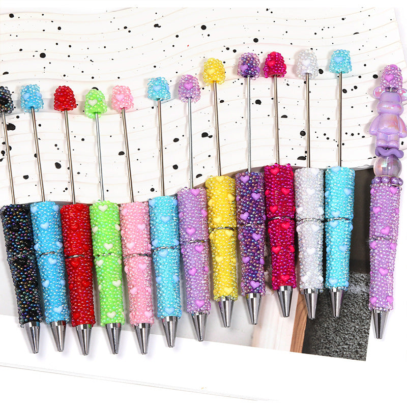 New Creative Love Bubble Bead Pen Light Luxury Fashion Full Diamond Bead Pen Cross-border Bubble Love Moe Pen