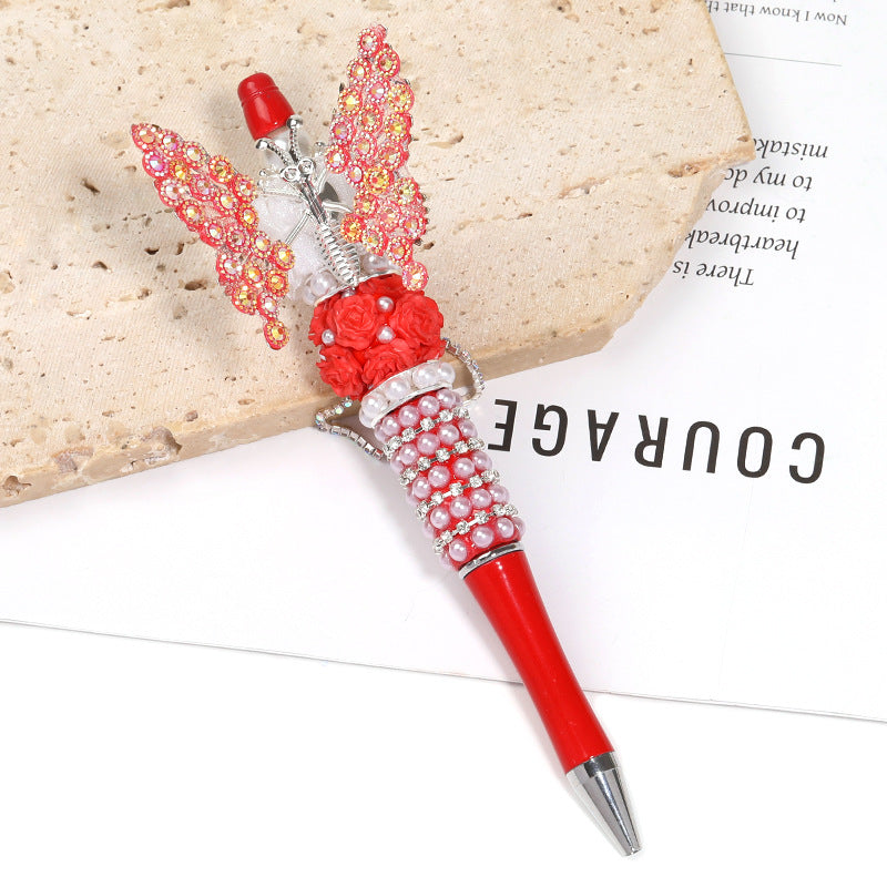 Creative new cartoon rotating bead pen heavy industry glitter high value new ins wind bead pen ballpoint pen