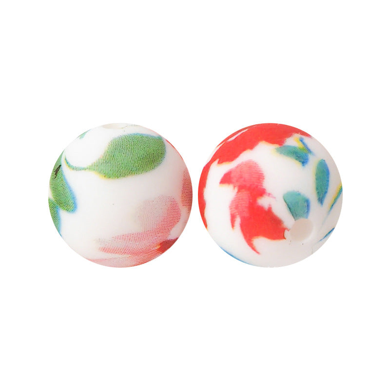 15mm Silicone Beads Water Transfer Beads DIY Jewelry Bead Pen Loose Beads Wholesale #151-200