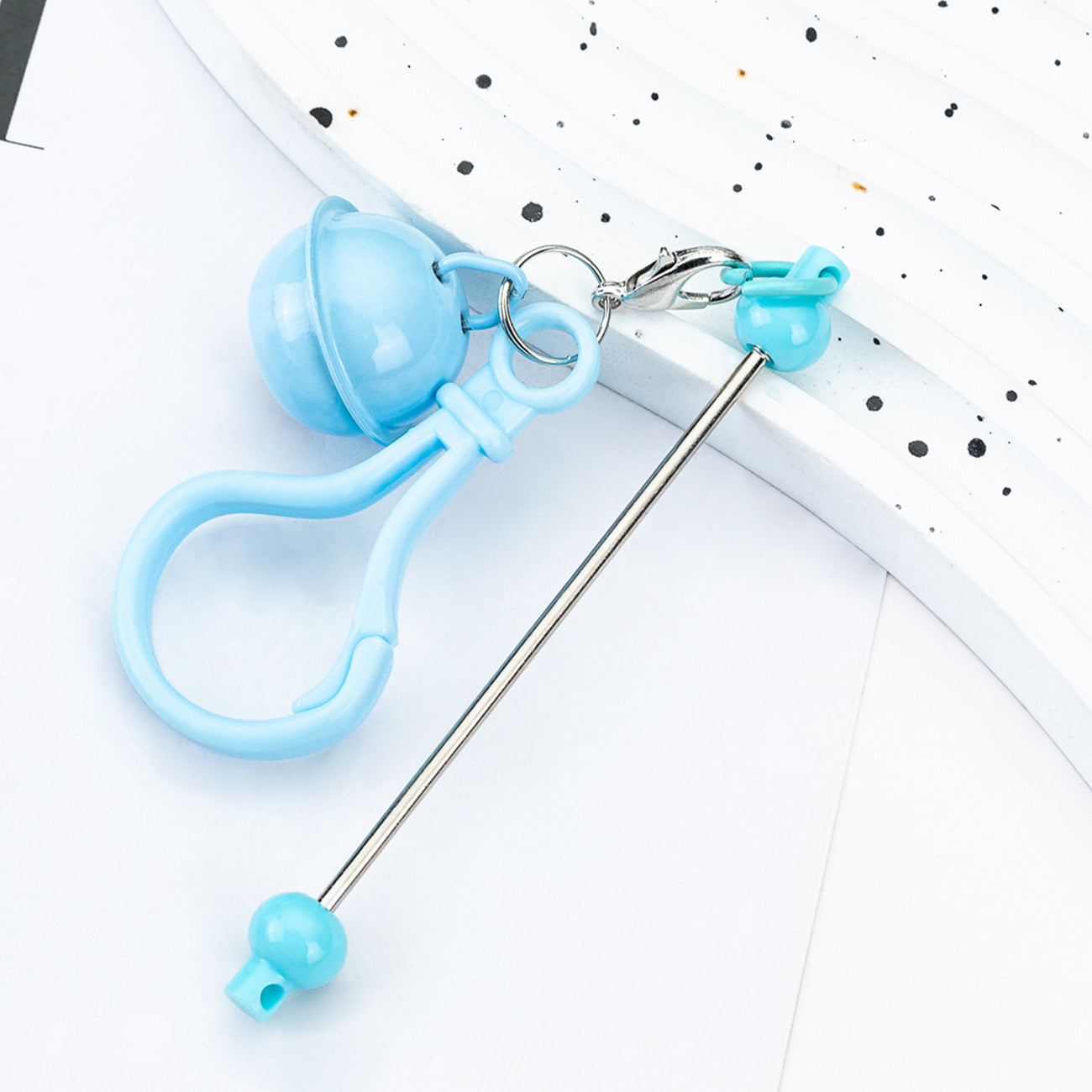Spot DIY beaded bell keychain creative personalized bag pendant keychain candy color plastic keychain