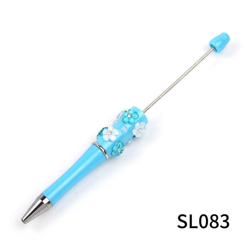Heavy Industry DIY diamond-encrusted five-petaled flower bead pen multi-color rotating ballpoint pen spot wholesale support mixed batch