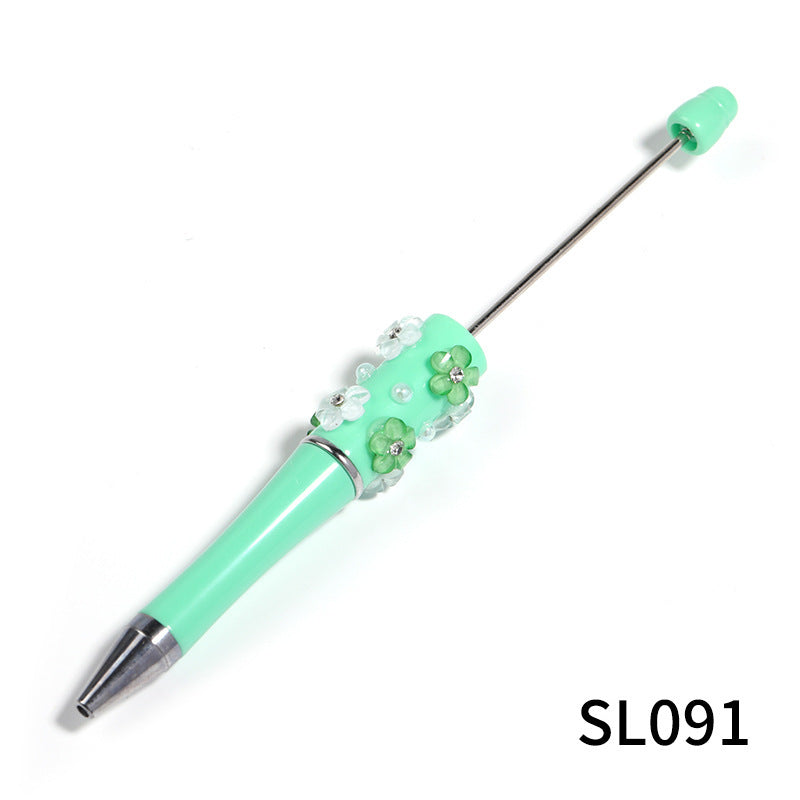 Heavy Industry DIY diamond-encrusted five-petaled flower bead pen multi-color rotating ballpoint pen spot wholesale support mixed batch