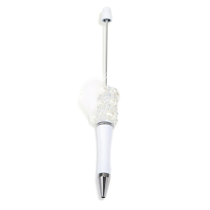 Soft cute pearl hairball DIY bead pen colorful bubble beads rotating ballpoint pen girl heart hand account gift pen