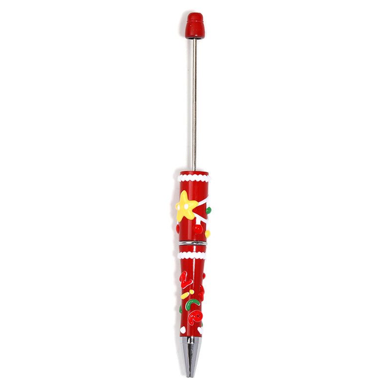 Cross-border Christmas hand-painted bead pen fashionable high-value cartoon bead pen new Santa Claus painted bead pen
