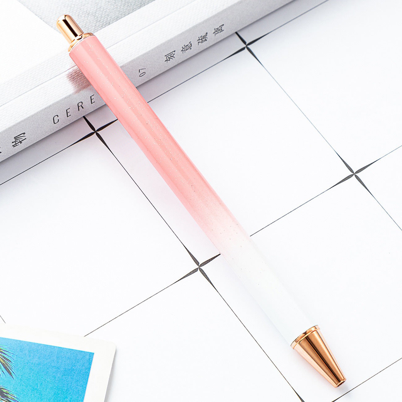 High-value metal press ballpoint pen, new creative glitter, metal stationery pen for students, spot press pen