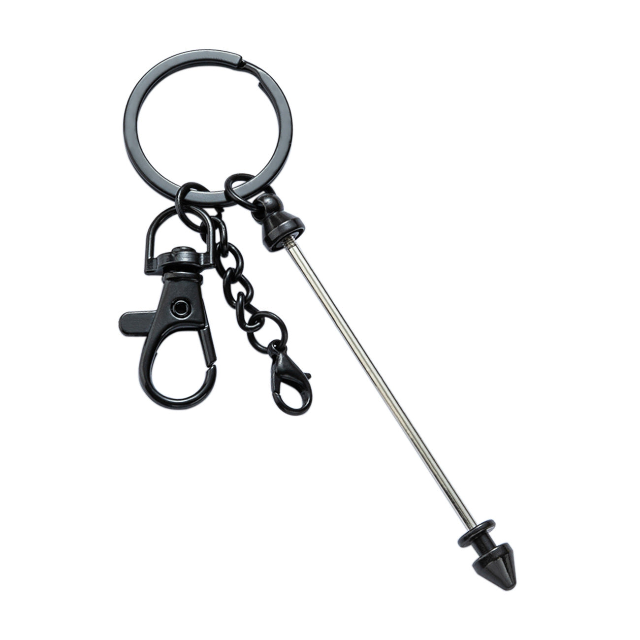 New DIY metal beaded keychain conical bullet pole key chain, luggage pendant pendant keychain