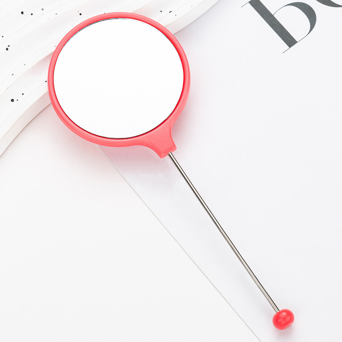 New DIY beaded handle mirror handheld makeup mirror portable single-sided vanity mirror plastic portable makeup mirror