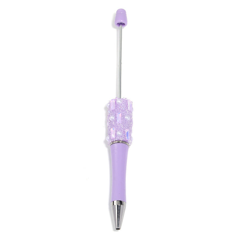 Heavy Industry DIY Shiny Square Diamond Rhinestone Gypsy Sugar Pattern Multi-color Beaded Rotary Ballpoint Pen