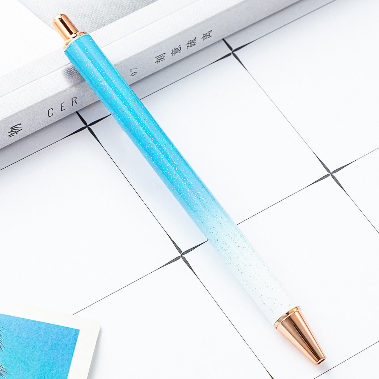 High-value metal press ballpoint pen, new creative glitter, metal stationery pen for students, spot press pen